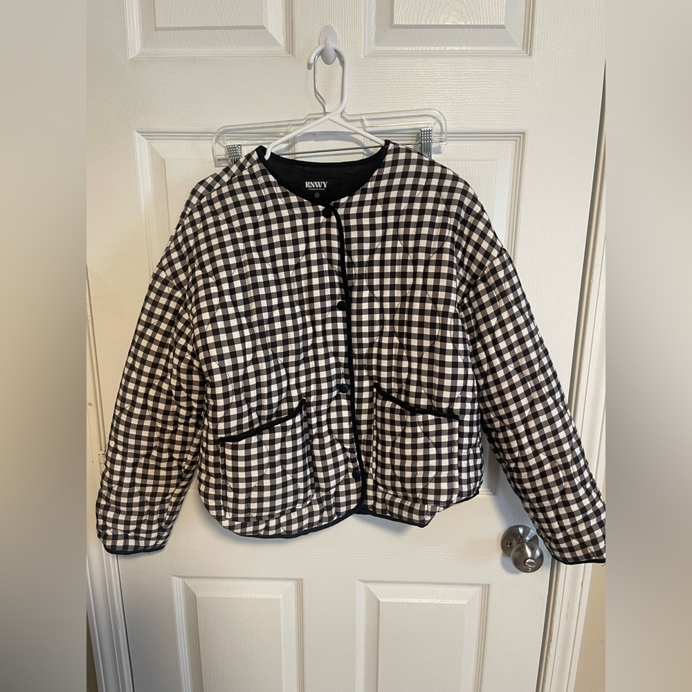 Quilted Black and White Checkered Jacket